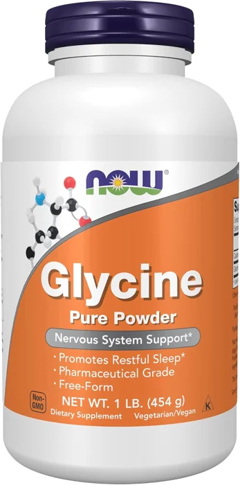 NOW Glycine Pure Powder bottle, 1 lb
